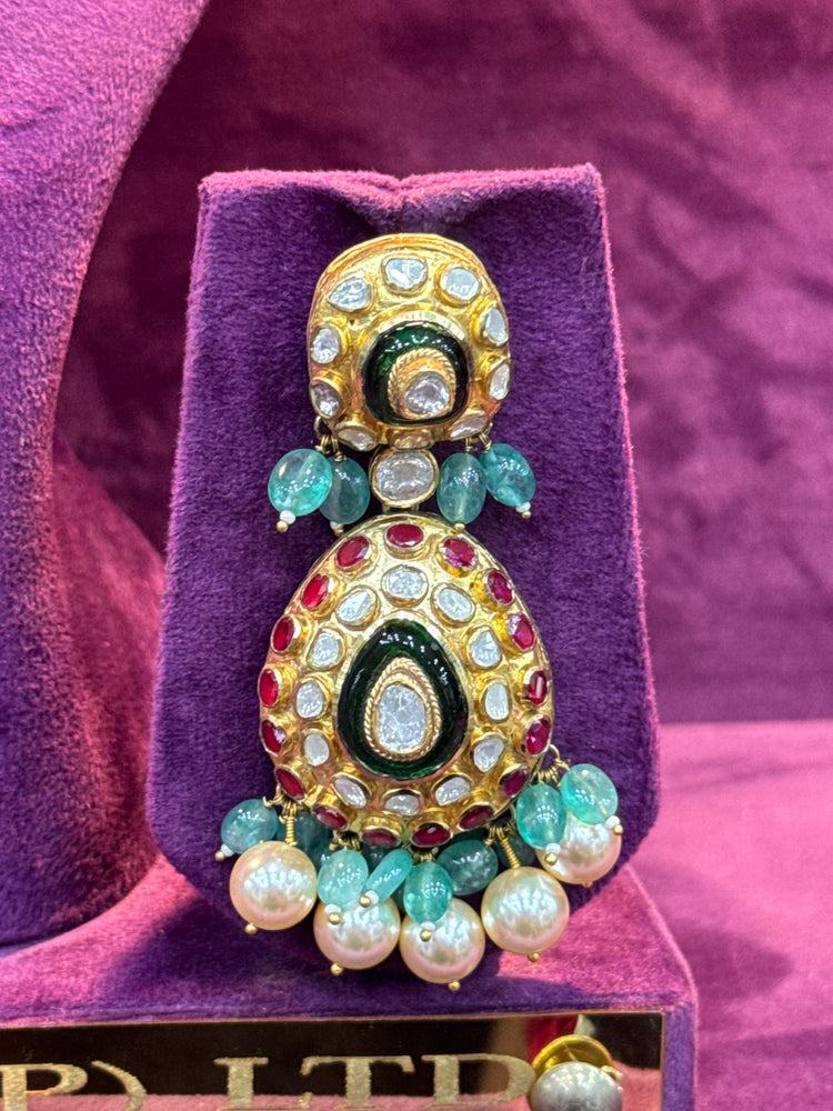Royal polki earrings gold for bride wedding collection traditional handcrafted polki jhumka set by SP Jewellers
