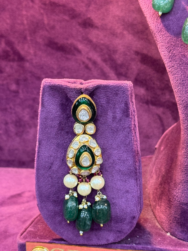 Handcrafted Polki Earrings in Gold for Bride, Elegant Wedding Collection by SP Jewellers