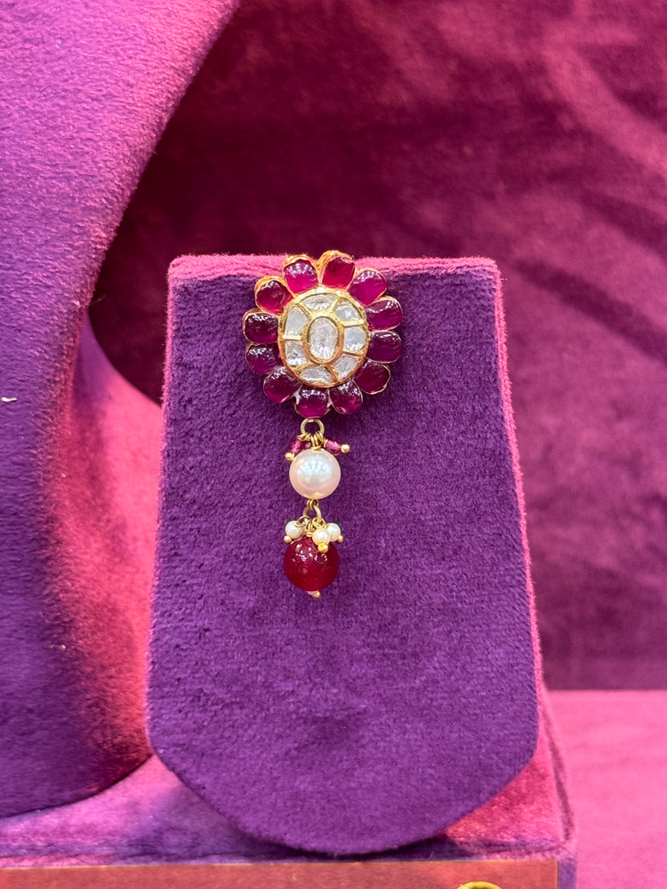 Long Hanging Polki Earrings in Gold for Bridal Look, Elegant Indian Wedding Jewelry by SP Jewellers
