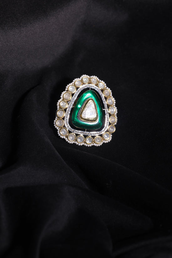 Emerald Crown Polki Ring