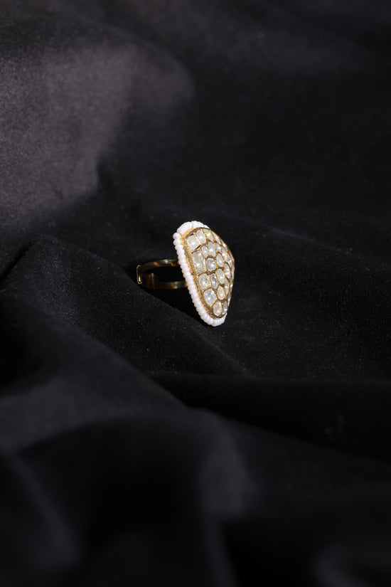 Pearl-Edged Polki Cluster Ring