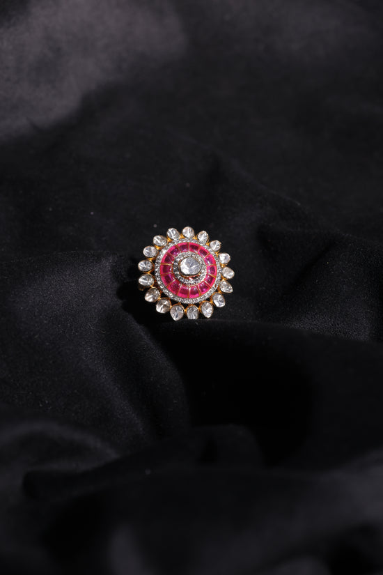 Kaari Red Polki Gulabi Vellore Embellished Ring