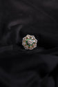Floral Emerald Double Halo Cocktail Ring