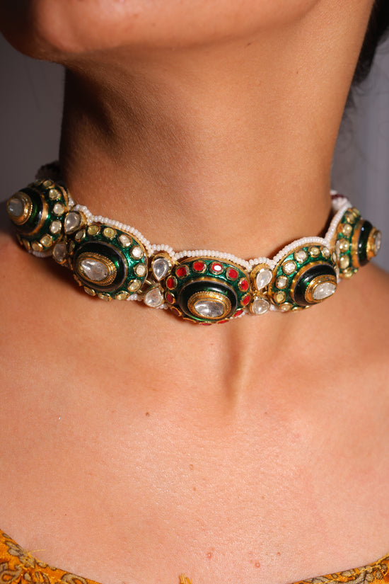 Dual-Style Enamel Stone Choker-Bracelet