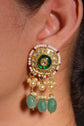 Polki and Emerald Crescent Pendant Necklace