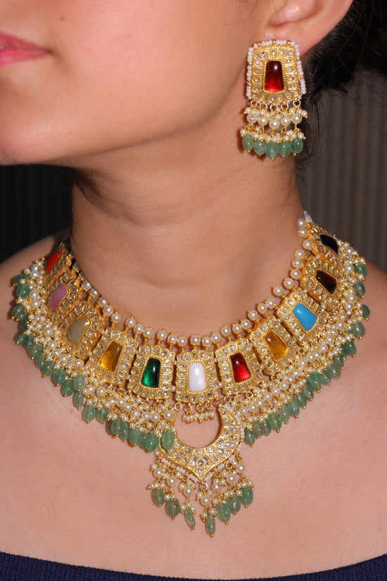 Navratna-Inspired Polki Choker Set