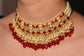 Floral Polki & Ruby Layered Pearl Necklace