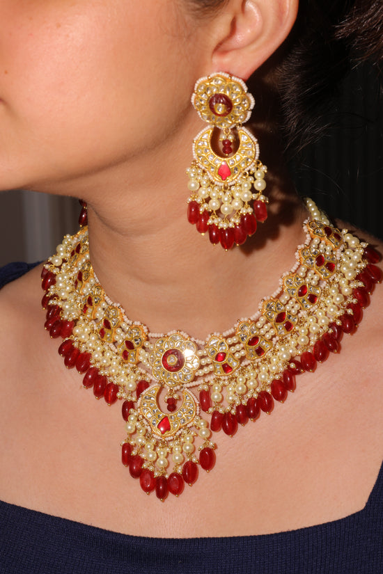 Bridal Polki & Ruby Bead Set