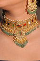 Multistone Heritage Choker with Green Drops