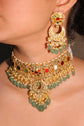 Multistone Heritage Choker with Green Drops