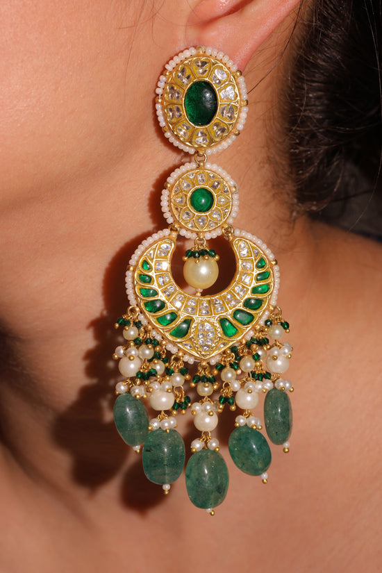 Emerald Chandbali Earrings