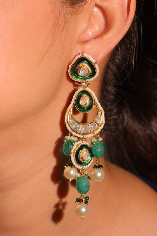 Emerald Grace Crescent Earrings