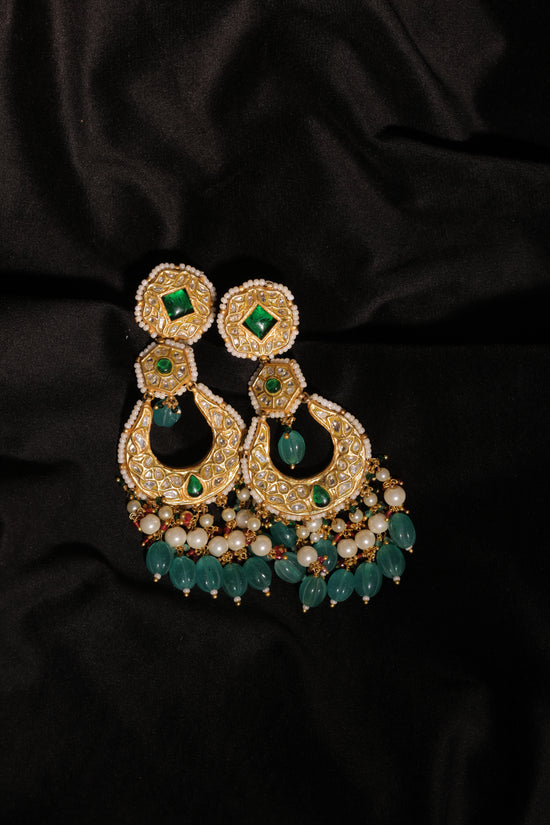 Emerald Chandelier Crescent Earrings