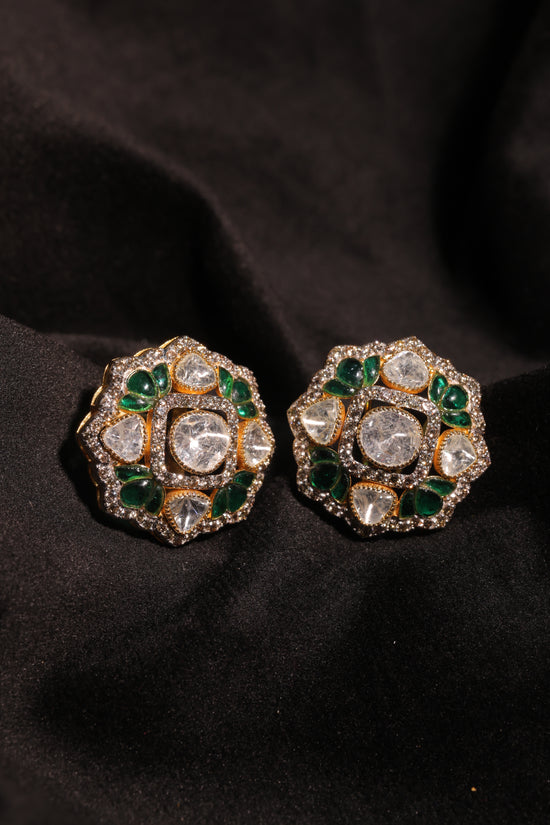Green Diamond Stud Earrings