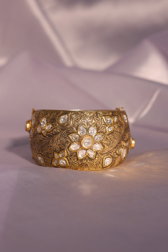 Floral Polki Cuff Bangle