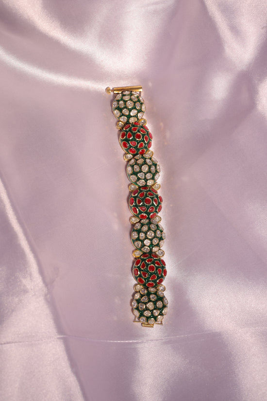 Emerald Dome Polki-Kundan Kada Bracelet
