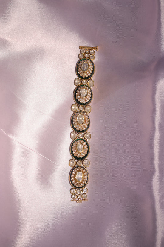 Noir Grace Pearl-Enamel Link Bracelet
