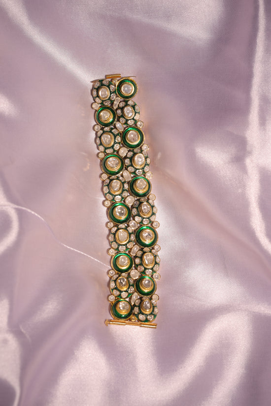 Green Enamel Polki Choker-Bracelet