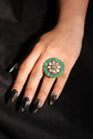 Emerald Polki Blossom Ring