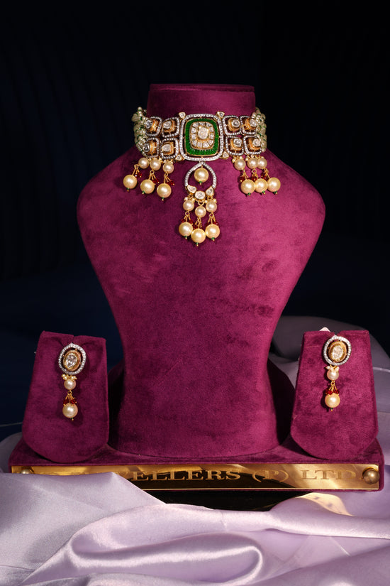 Nyra Geometric Emerald Statement Set