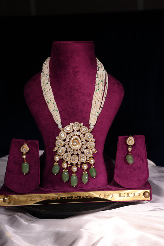 Multi-Strand Polki Pendant Set
