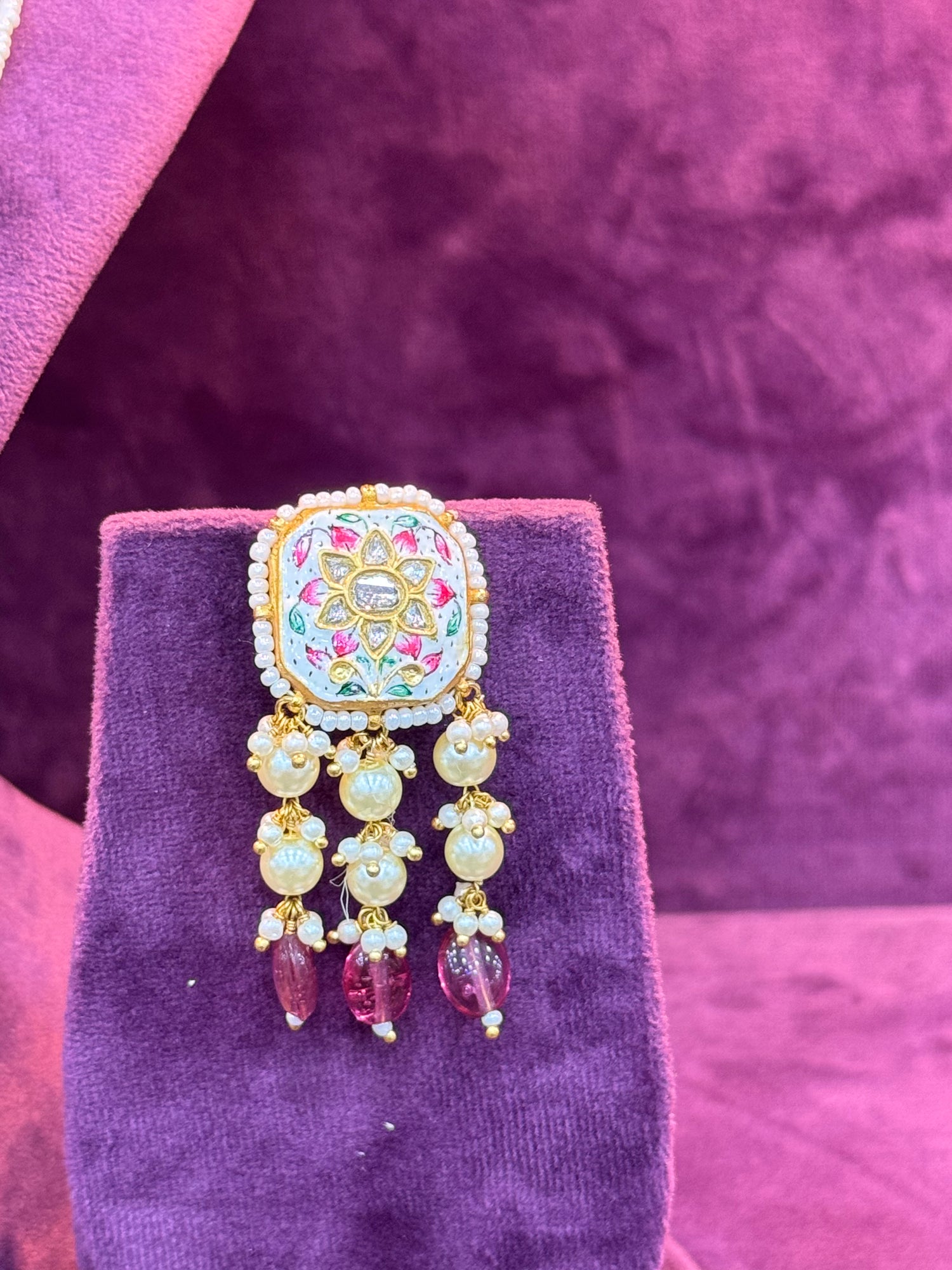 Designer Polki Gold Earrings with Intricate Meenakari Detailing for Bride by SP Jewellers