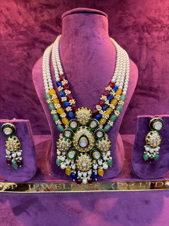 Multi-Layer Polki Necklace Set