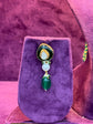 Enamel Polki Necklace Set with Green Accents