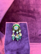 Choker Necklace Set with Green Teardrop Charms