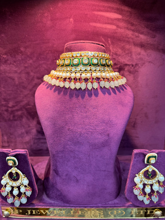 Emerald Glow Polki Choker Set