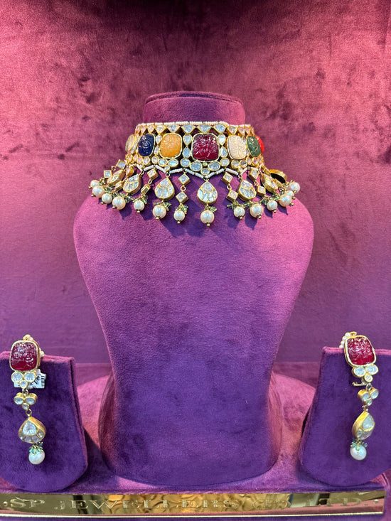 Royal Multicolor Navratna Choker Set