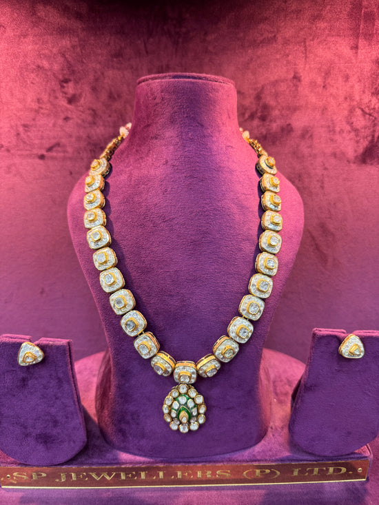 Regal Square Polki Necklace Set