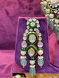 Regal Meenakari Polki Green Drop Necklace Set