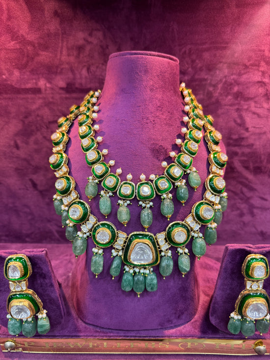 Emerald Meenakari Polki Necklace Set