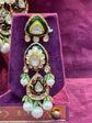 Green Beaded Floral Polki Necklace Set