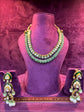 Green Beaded Floral Polki Necklace Set