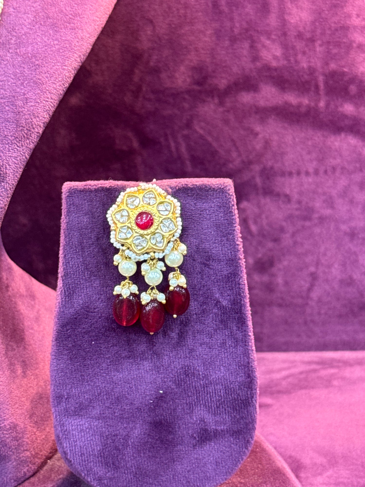 Traditional Polki Earrings with Meenakari and Pearl Drops, Royal Wedding Jewelry by SP Jewellers