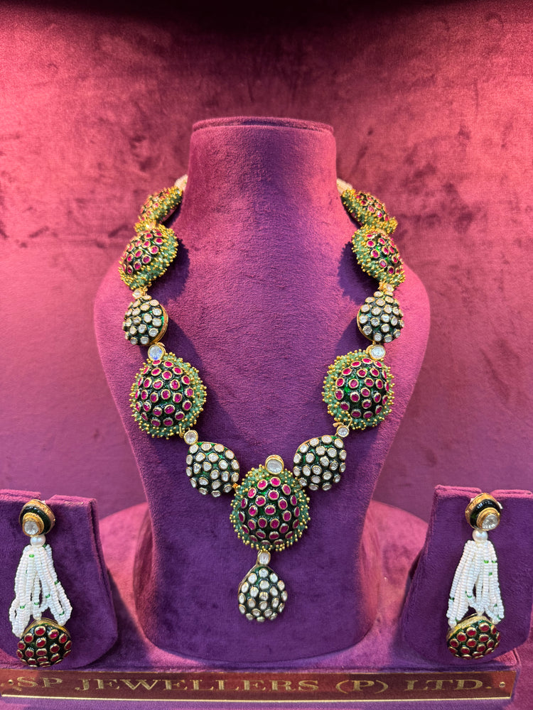 Designer bridal polki necklace gold with intricate craftsmanship royal wedding collection by SP Jewellers