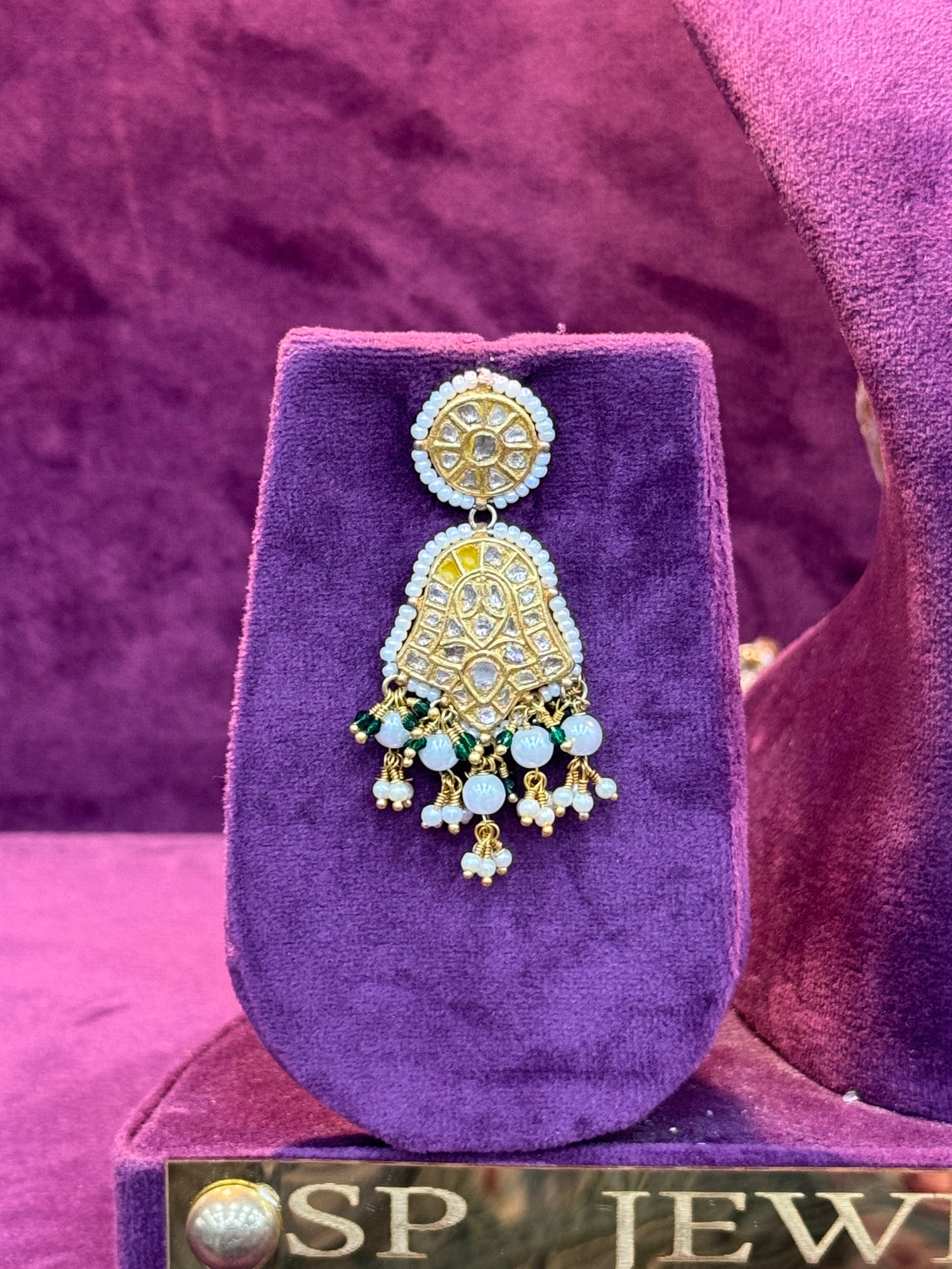 Regal Polki Gold Earrings with Contemporary Royal Design, Premium Wedding Jewelry by SP Jewellers