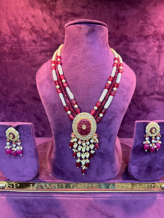 Traditional Polki Gold Necklace with Heritage Design, Perfect for Bride by SP Jewellers