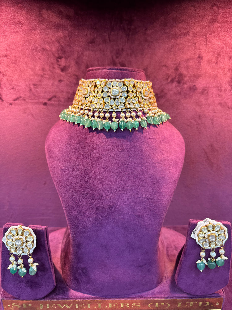 Elegant Polki Gold Necklace Set for Bride, Royal and Premium Wedding Collection by SP Jewellers