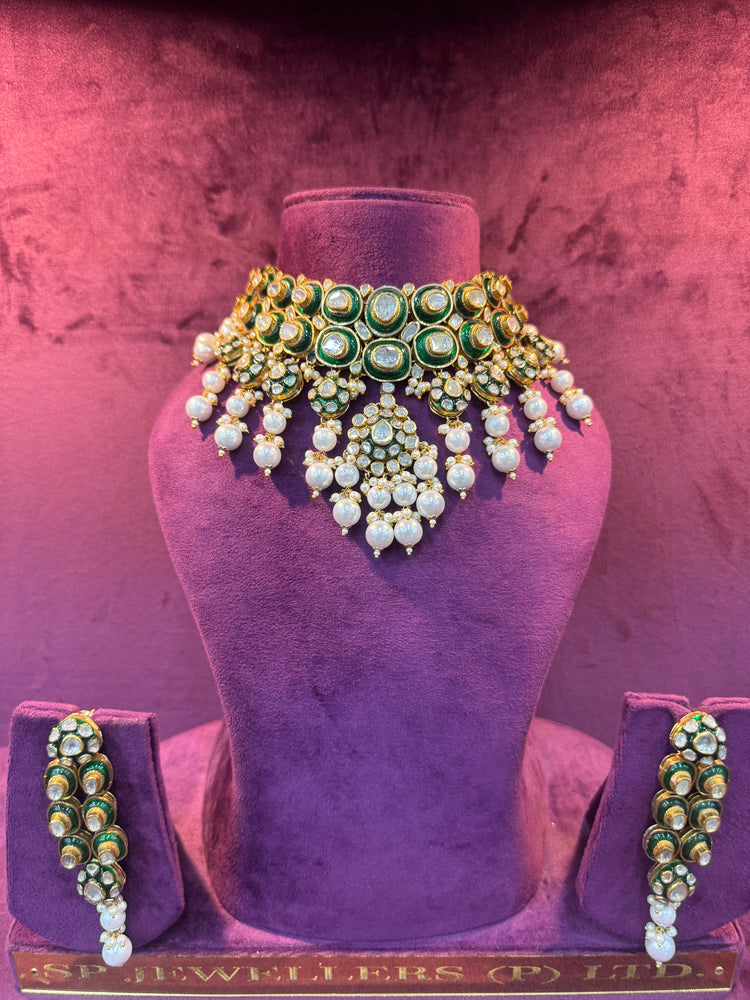 Traditional Gold Polki Necklace, Perfect Bridal Accessory for Indian Weddings by SP Jewellers