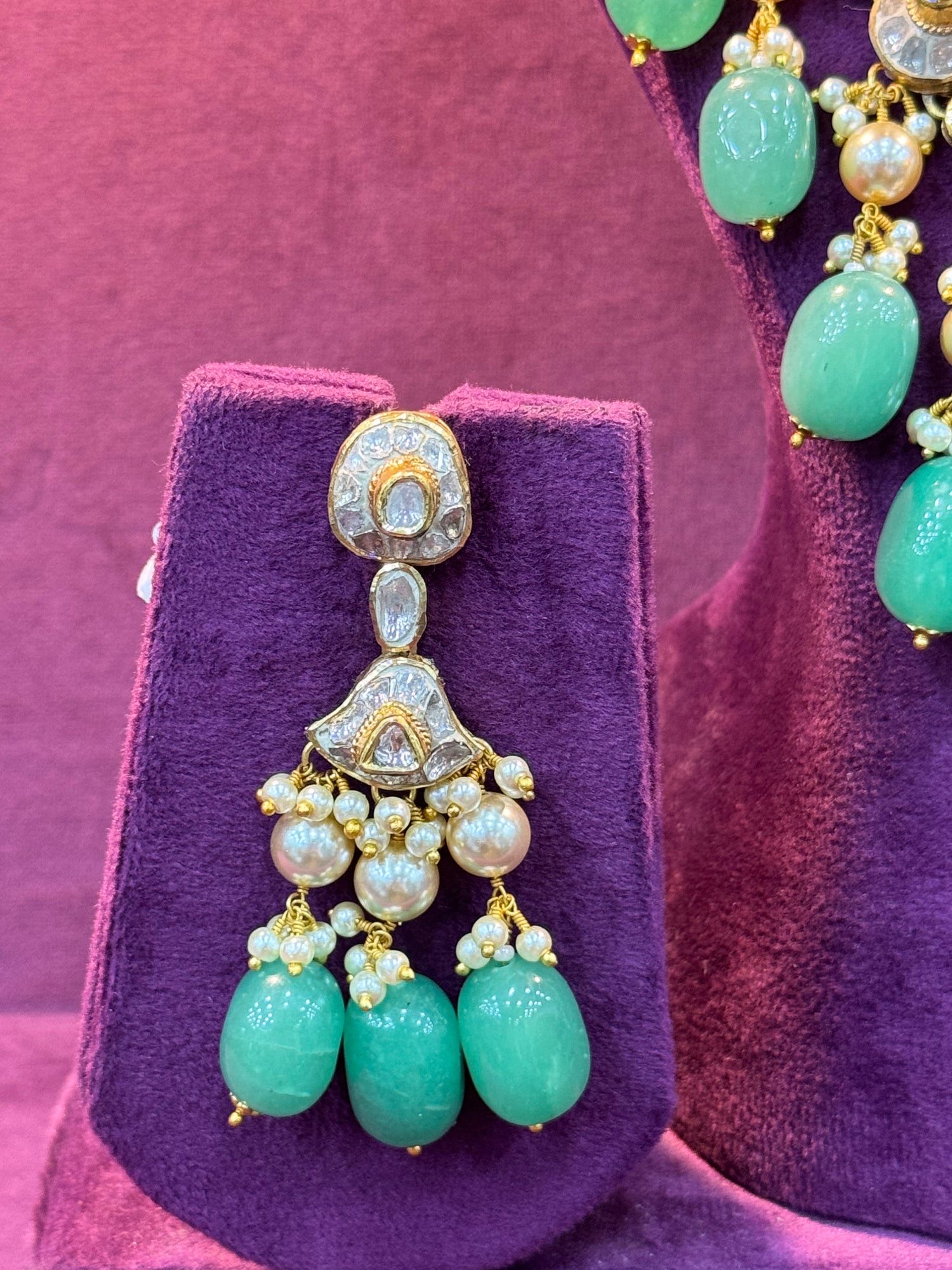 Handcrafted royal polki earrings gold bridal jewellery for wedding and engagement by SP Jewellers