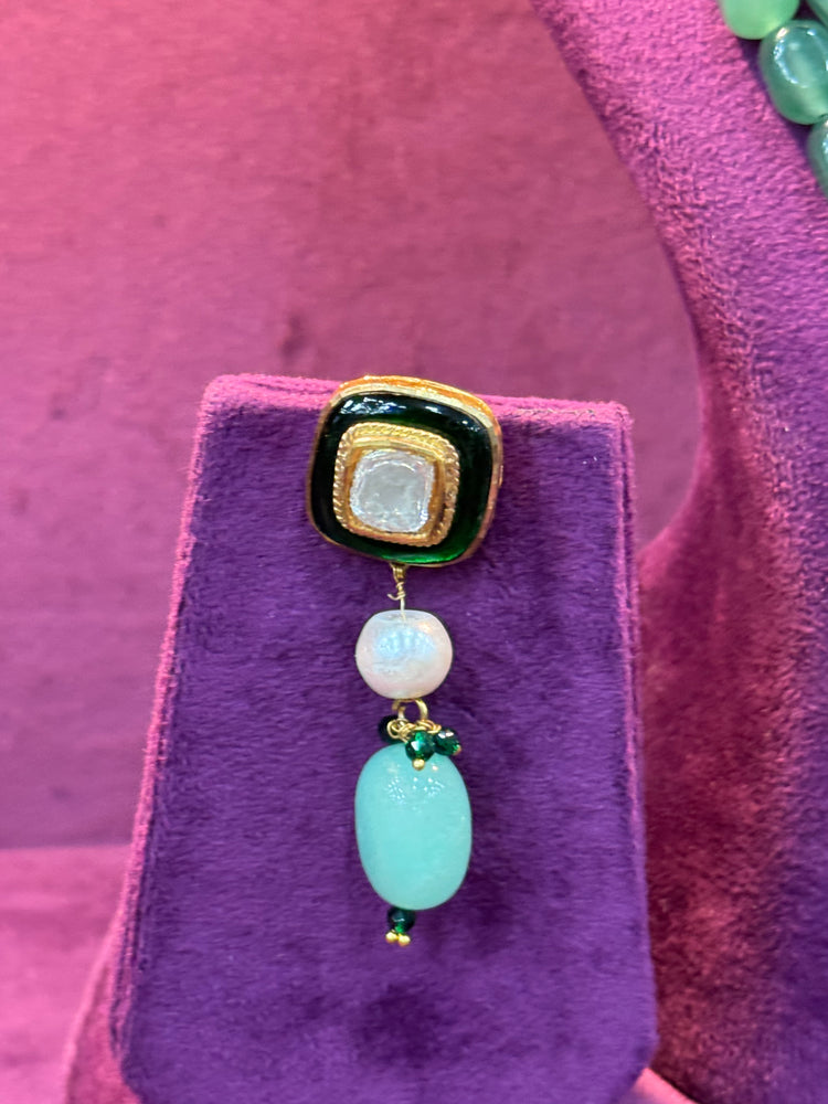 Stunning Polki Drop Earrings in Gold for Brides, Elegant Indian Wedding Jewelry by SP Jewellers
