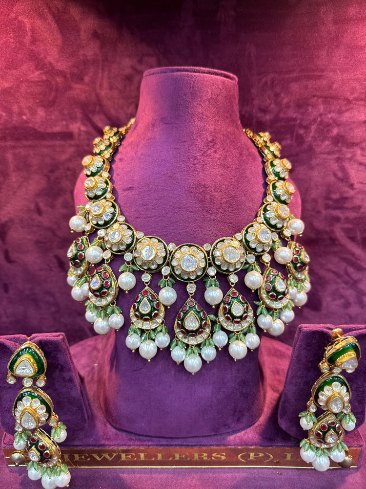 royal polki necklace set gold with polki for bride and wedding collection by SP Jewellers
