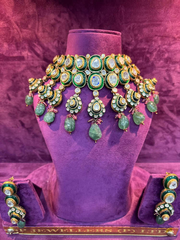 royal polki necklace set gold with polki for bride and wedding collection by SP Jewellers