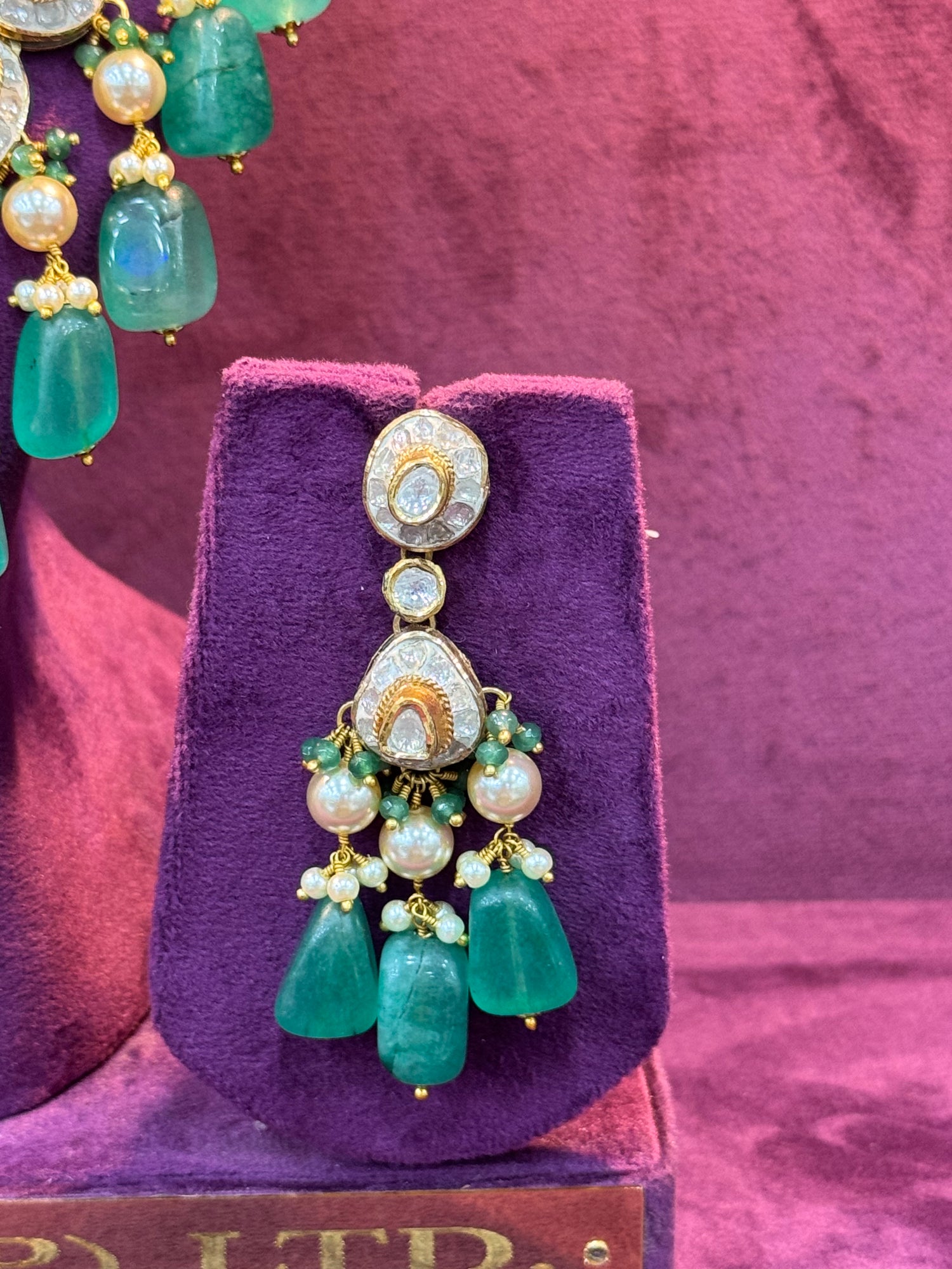 Royal Gold Polki Earrings for Bridal Wedding Look, Luxurious Indian Jewelry by SP Jewellers
