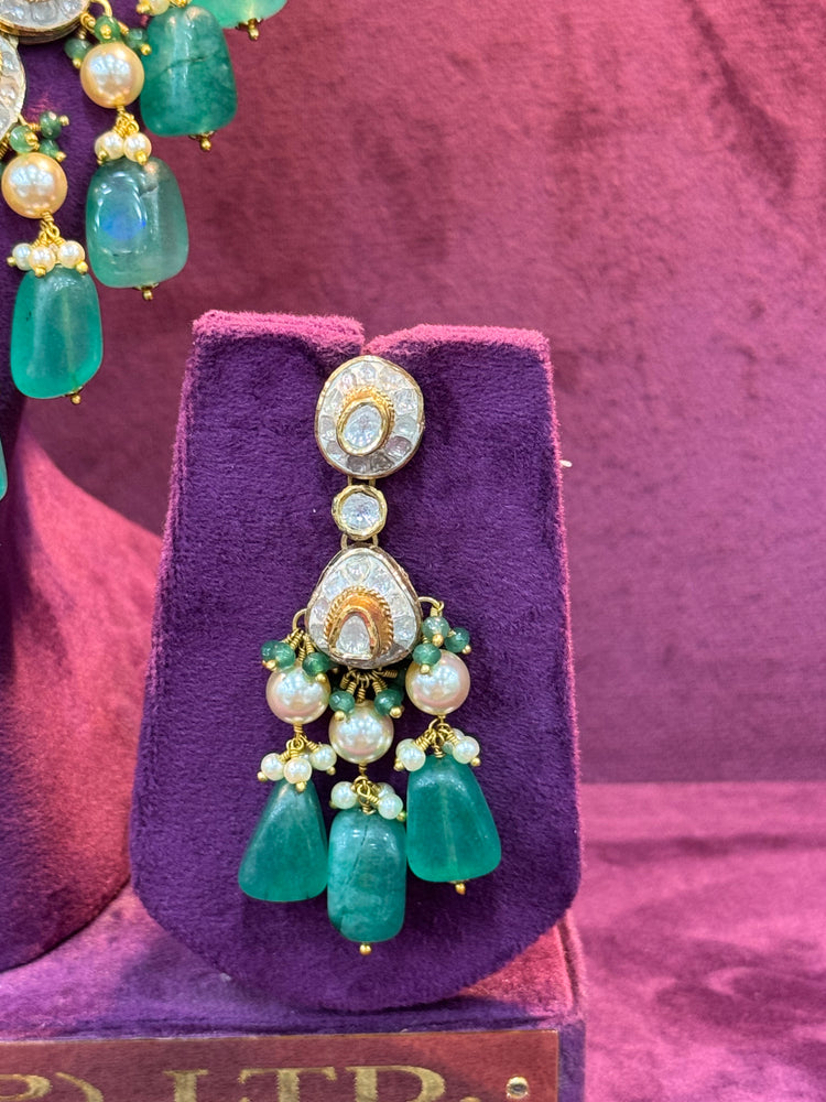 Royal Gold Polki Earrings for Bridal Wedding Look, Luxurious Indian Jewelry by SP Jewellers