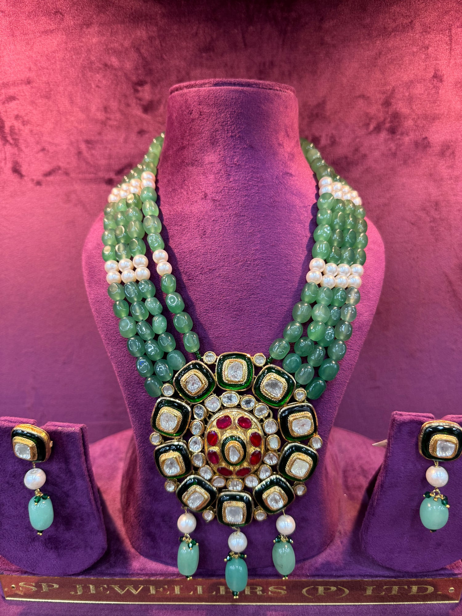 Festive Polki Gold Necklace, Luxurious Royal Jewelry for Brides on Wedding Day by SP Jewellers