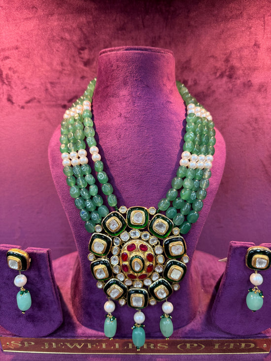 Festive Polki Gold Necklace, Luxurious Royal Jewelry for Brides on Wedding Day by SP Jewellers